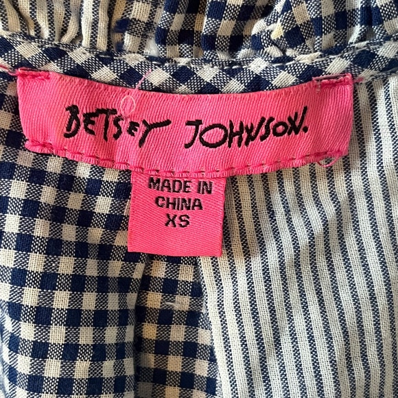 Betsy Johnson Gingham Blue and White Lace Up Maxi Dress - Picture 4 of 5